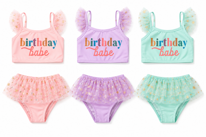 Birthday Babe Purple two piece Swim
