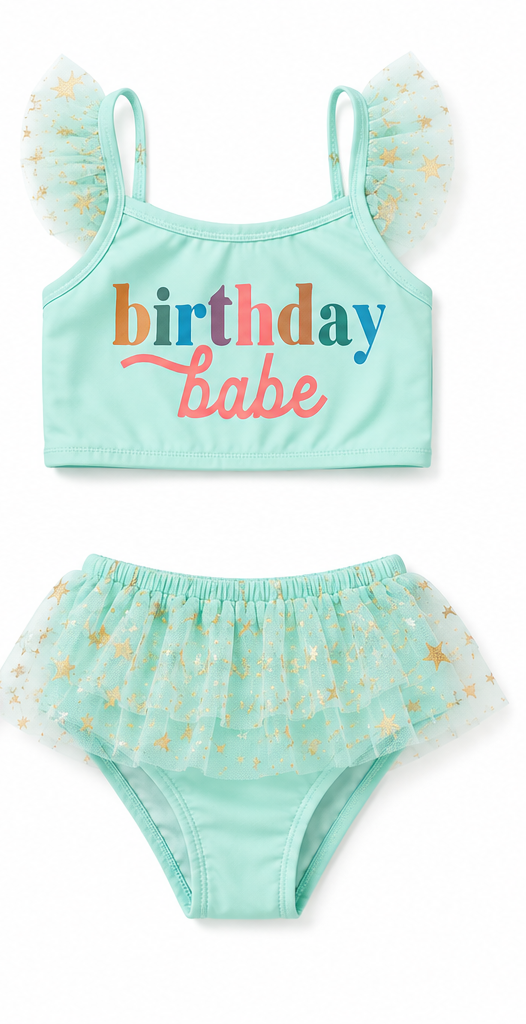 Birthday Babe Mint two piece Swim