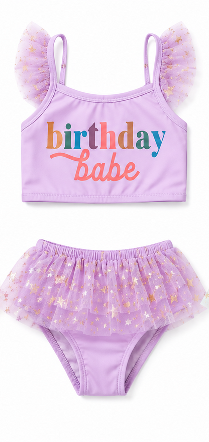 Birthday Babe Purple two piece Swim