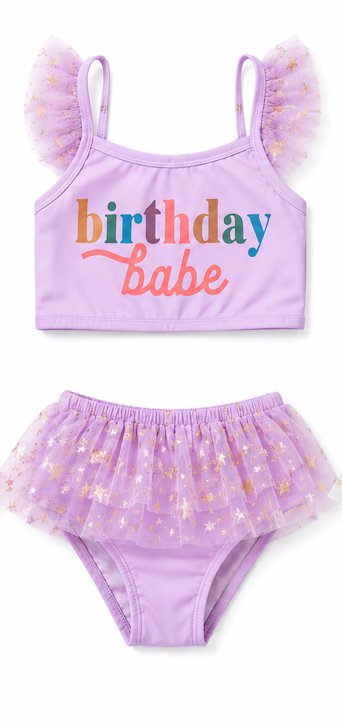Birthday Babe Purple two piece Swim