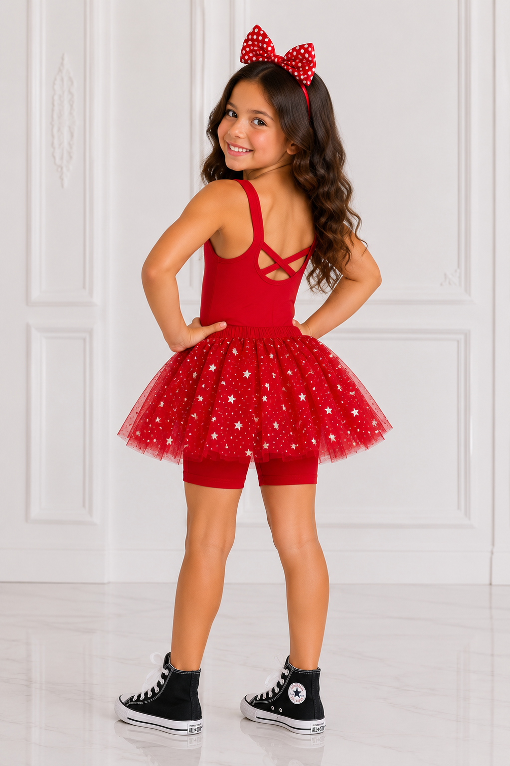 Red Fancy Athletic Romper
