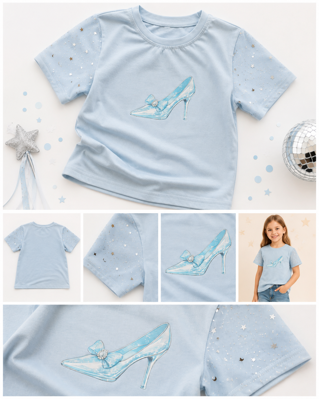 Baby blue star tee