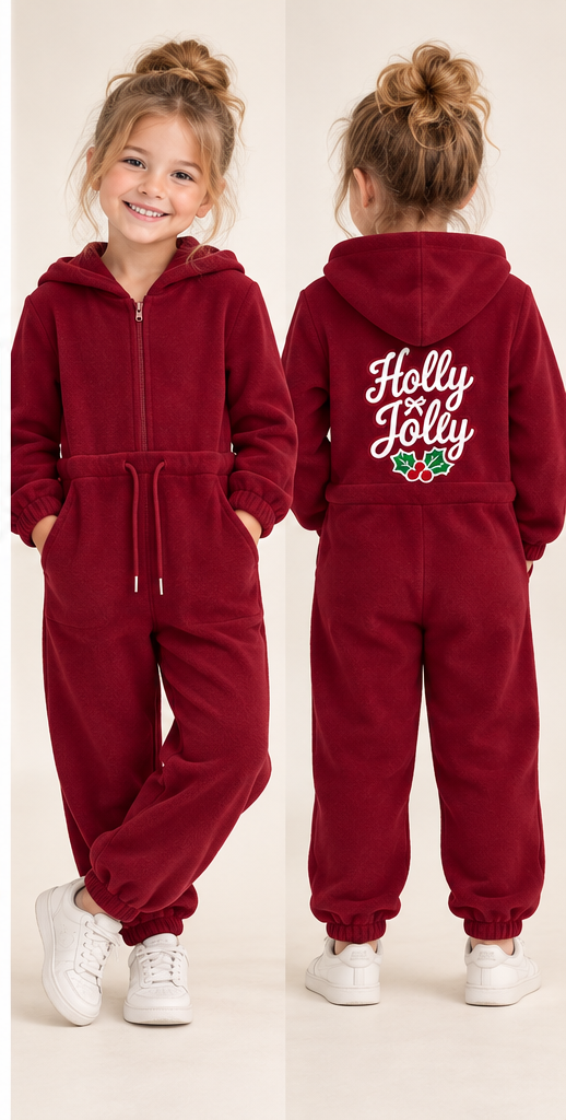 Burgundy Holly Jolly Jumpsuit