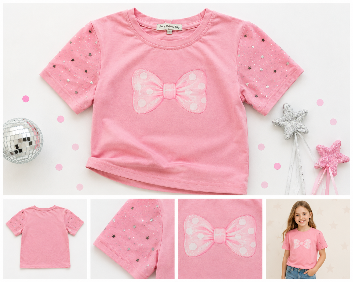 Bright pink star tee